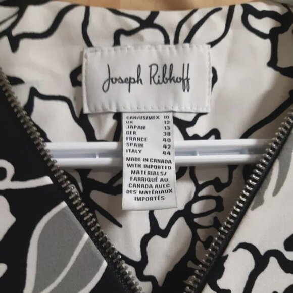 Joseph Ribkoff 3/4 Sleeve Black Grey and Summer White Dress - Picture 7 of 10